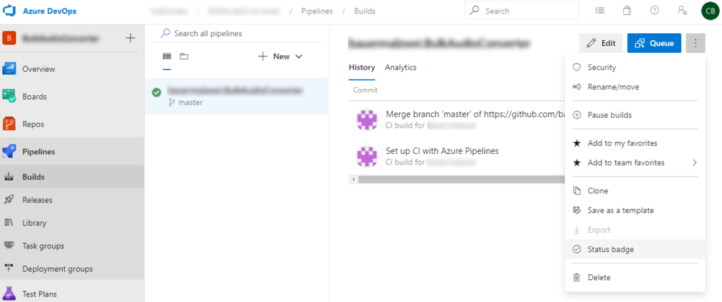 Add status badges for your GitHub repo - Azure Boards